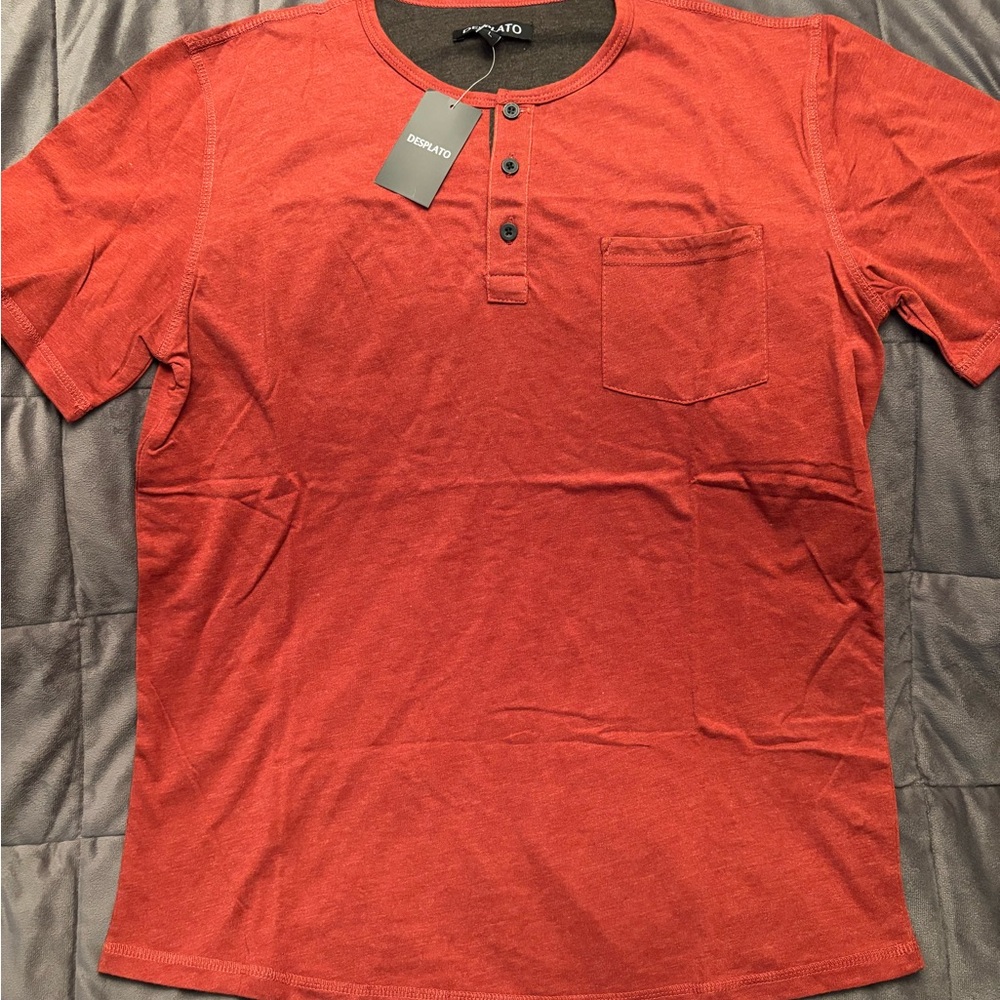 Desplato Men’s Henley one pocket T shirt